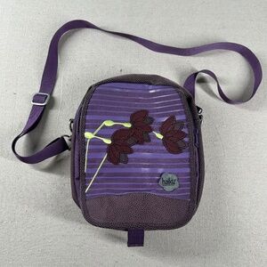 Haiku by Sharon Eisenhauer Crossbody Bag Floral Embroidery Buckle Satchel Purple